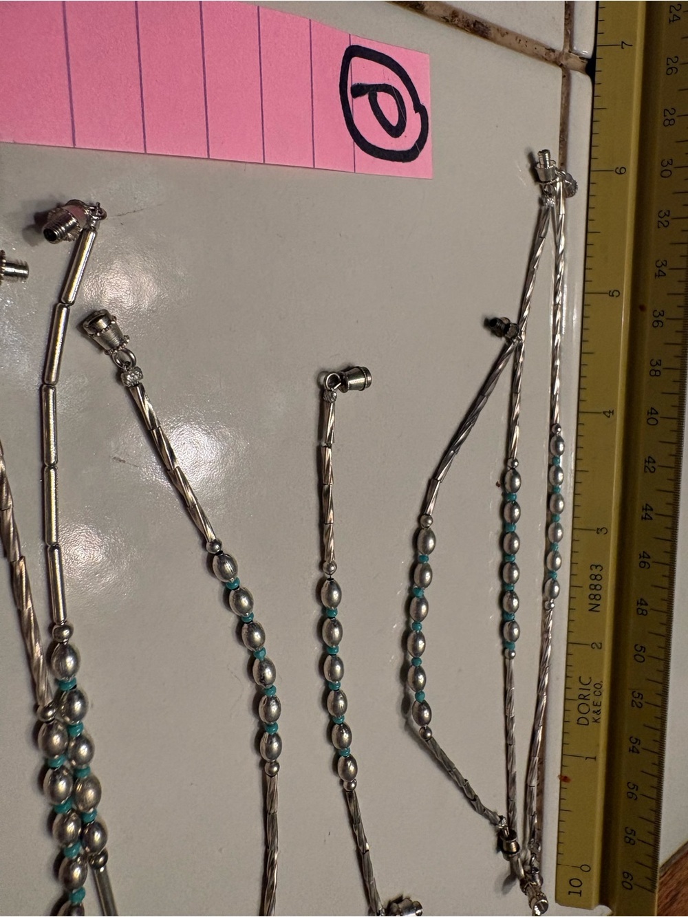 14 Sterling-Style Silver Bracelets with Turquoise Bead Accents